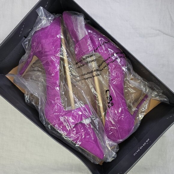 Ann Taylor Odette Suede Bow 3.25” Stiletto Heel Pump 8.5 Cool Berry Fuchsia - Picture 12 of 13